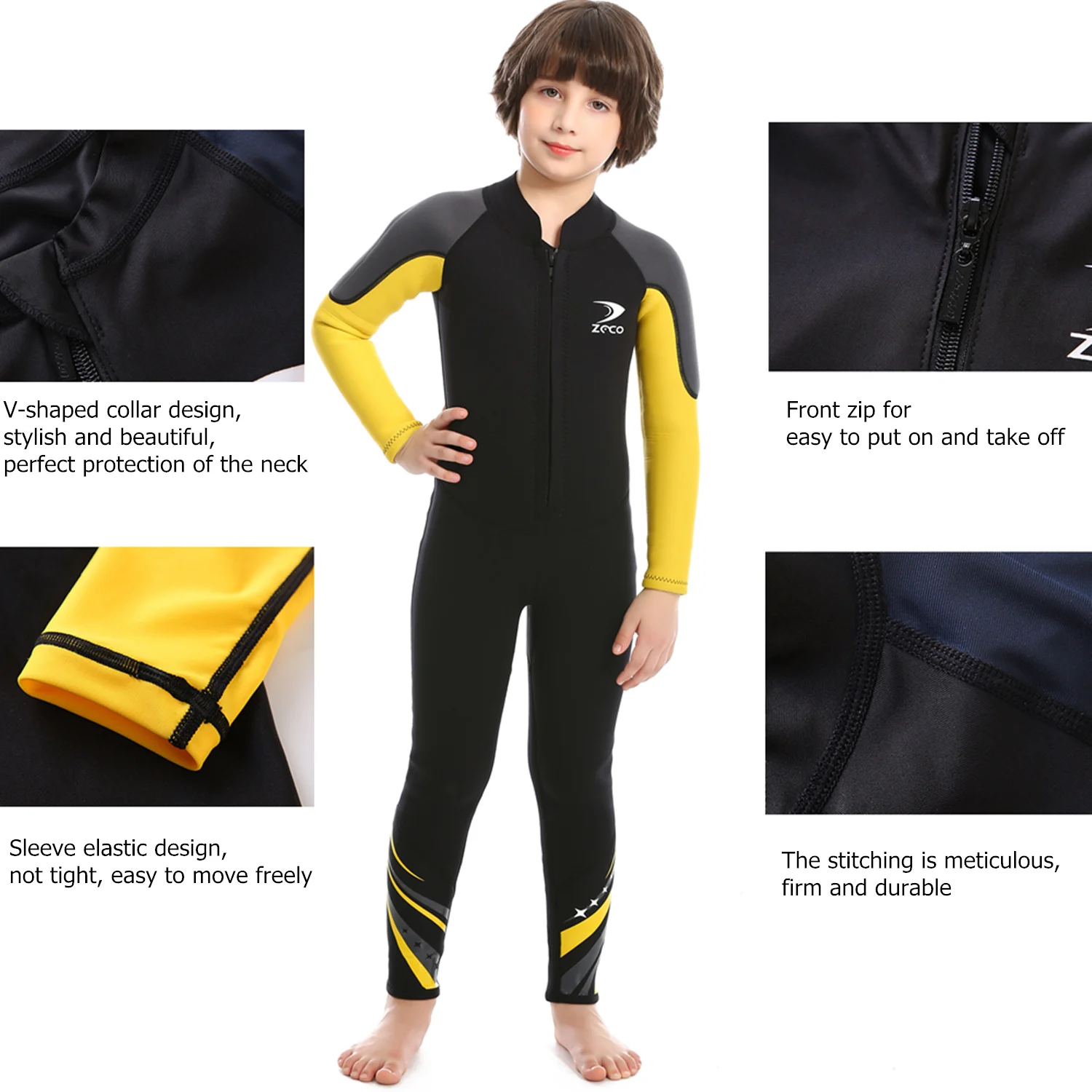 ZCCO Kids Wetsuit,2.5mm Neoprene Diving Suit for Teens,Full Body Swimsuit for Boys and Girls,Long Sleeve One Piece Wet Suit