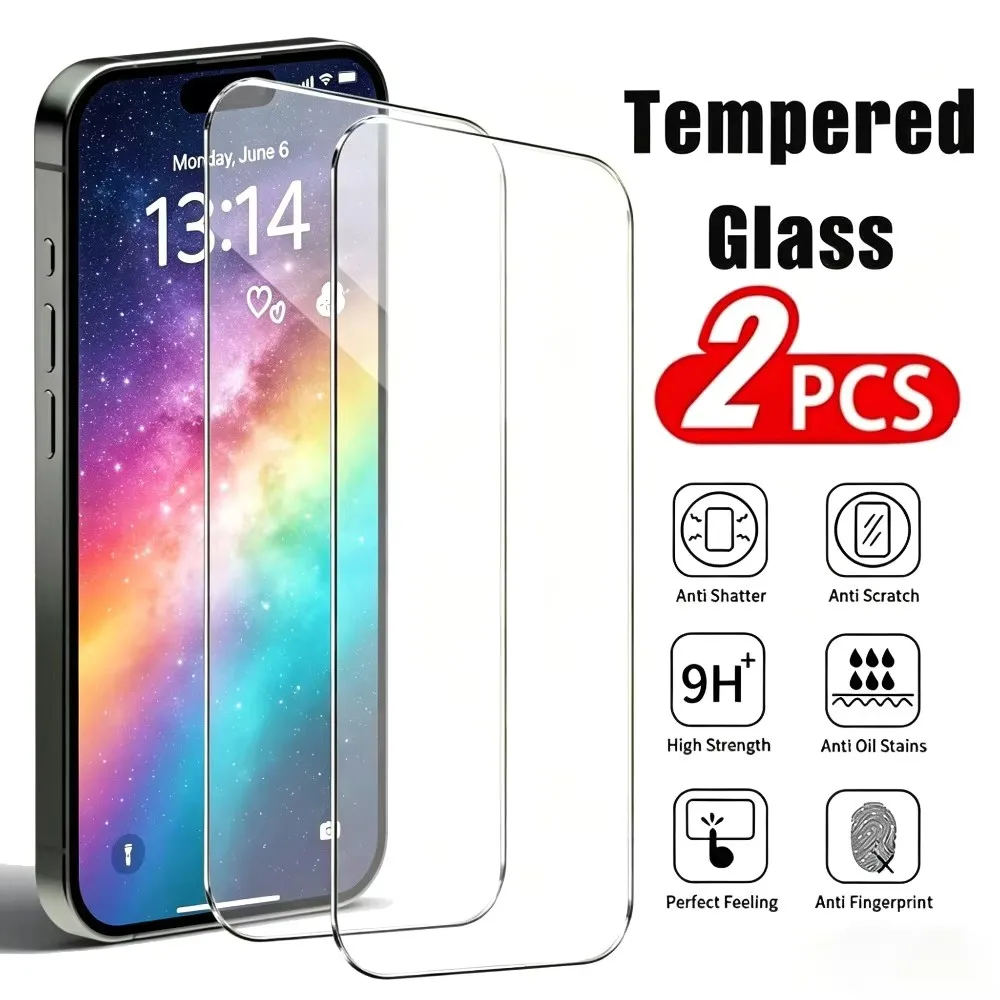 2er-Pack Ultra-Klare Displayschutzfolie für iPhone 17 16 15 14 Pro Max 17e 16e Air Gehärtetes Glas für iPhone 13 12 11 Pro 15 14 Plus