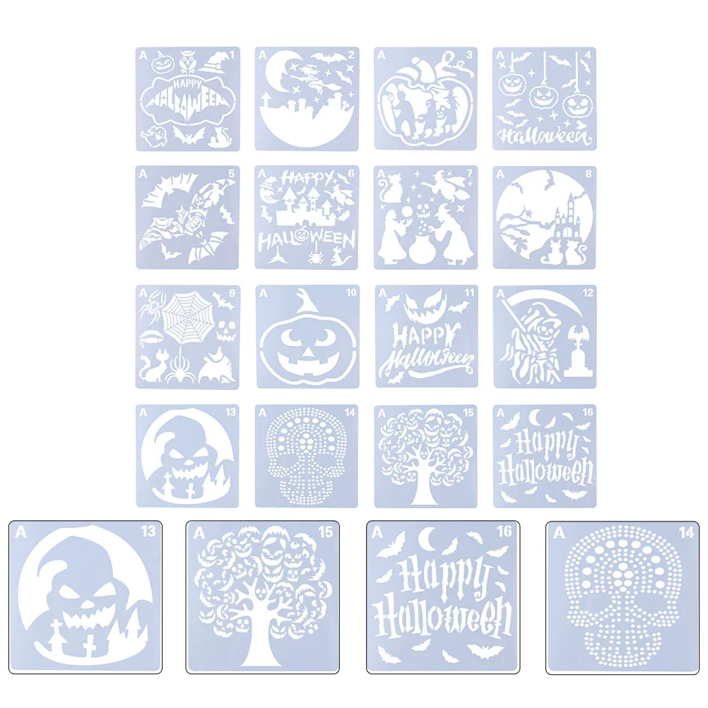 32 Sheets Halloween Cutout Painting Template Decoration Stencils Reusable Templates Themed Scrapbooking Rulers Pumpkin Decorate