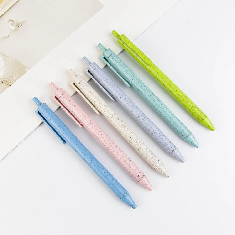 50Pcs Recycled Wheat Straw Retractable Ballpoint Pens,multicolor Wheat straw ballpoint pen for Business Office Students Teachers