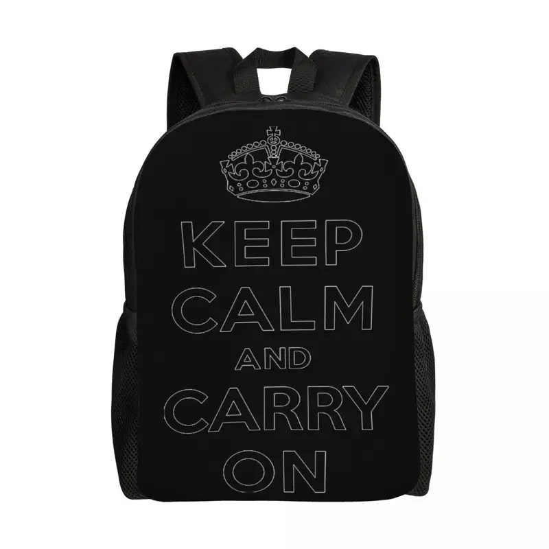 Keep Calm And Carry On Travel Backpack Men Women School Laptop Bookbag Funny Quotes College Student Daypack Bags