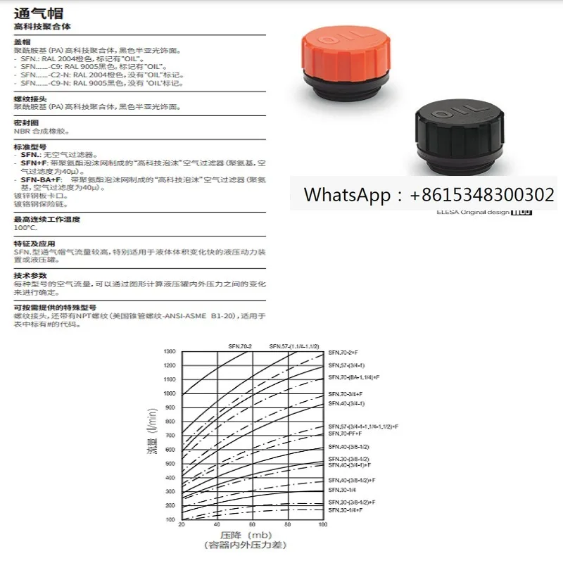 1PCS Elesa+Genter ventilation cap SFN.40-3/4
