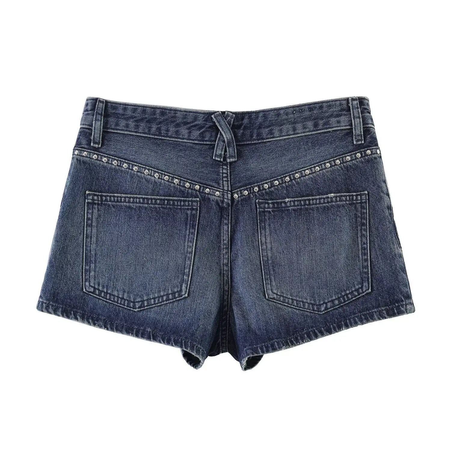 Women's Rhinestone Studded Jorts, Mid-rise Jean Shorts With Rhinestone Studs On Pockets, 2026 Summer Trend Chic Denim Shorts