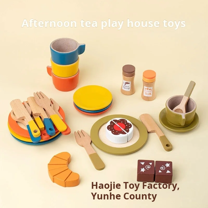 Children's Wooden Kitchenware Suit Creative Tableware Play House Cooking Pot Cooking Simulation Kitchen Toys Gift