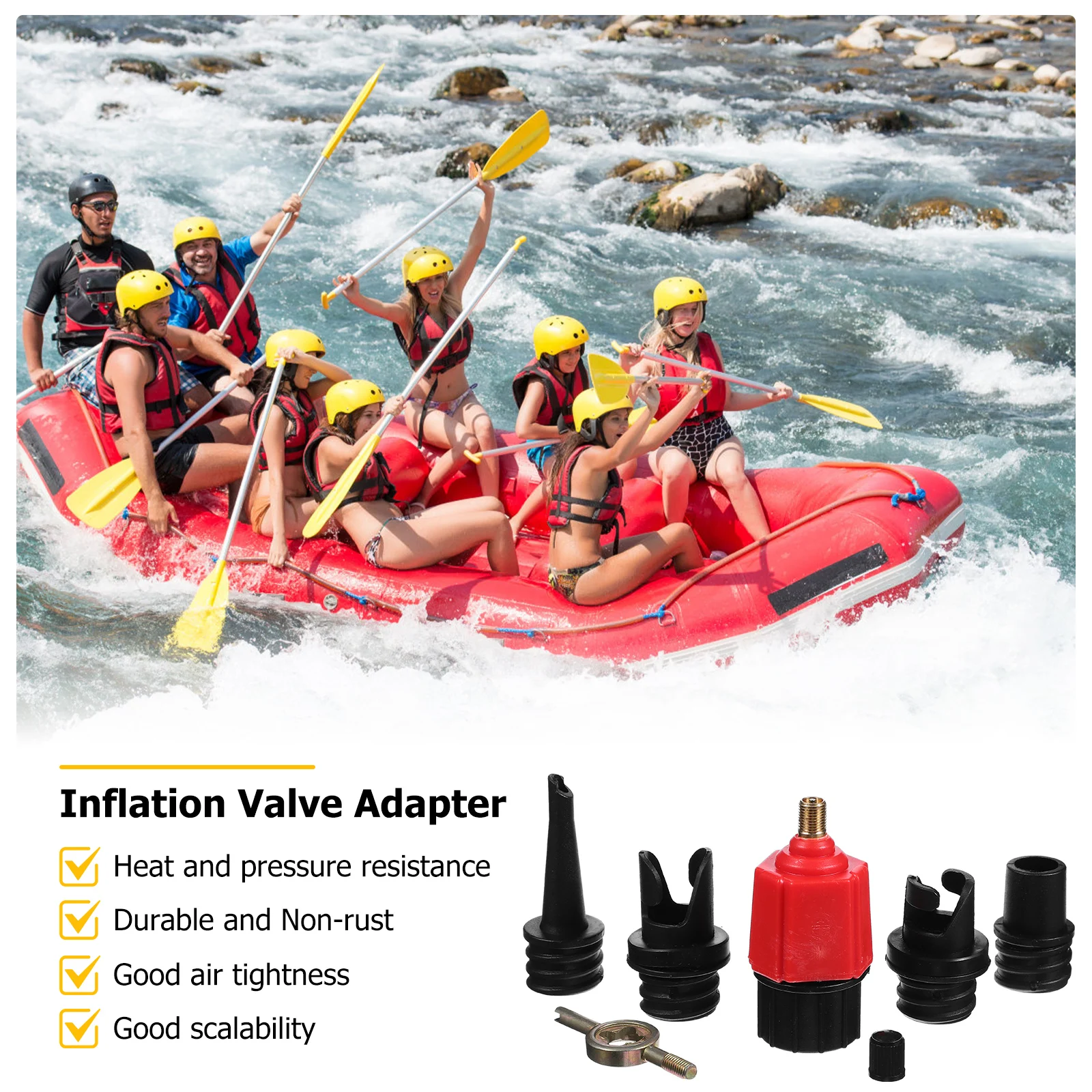 

Air Valve Adapter Pump Converter for Inflatables Kayak Paddle Board Mattress Quick Inflate Nozzle Selector Lightweight Compact