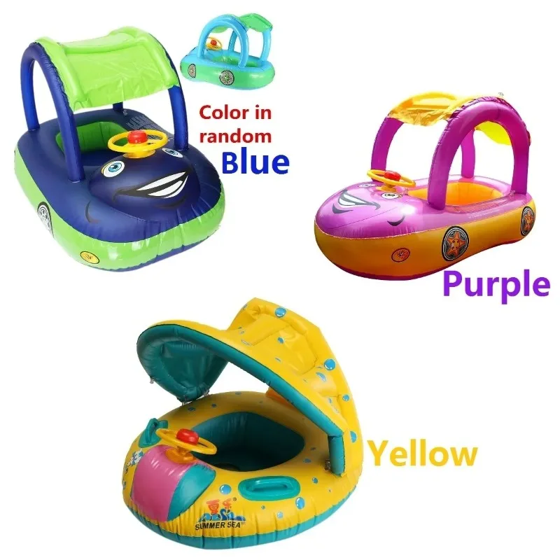 Summer Steering Wheel Sunshade Swim Ring Car Inflatable Baby Float Seat Boat Pool Tools Accessories for Kids Toys