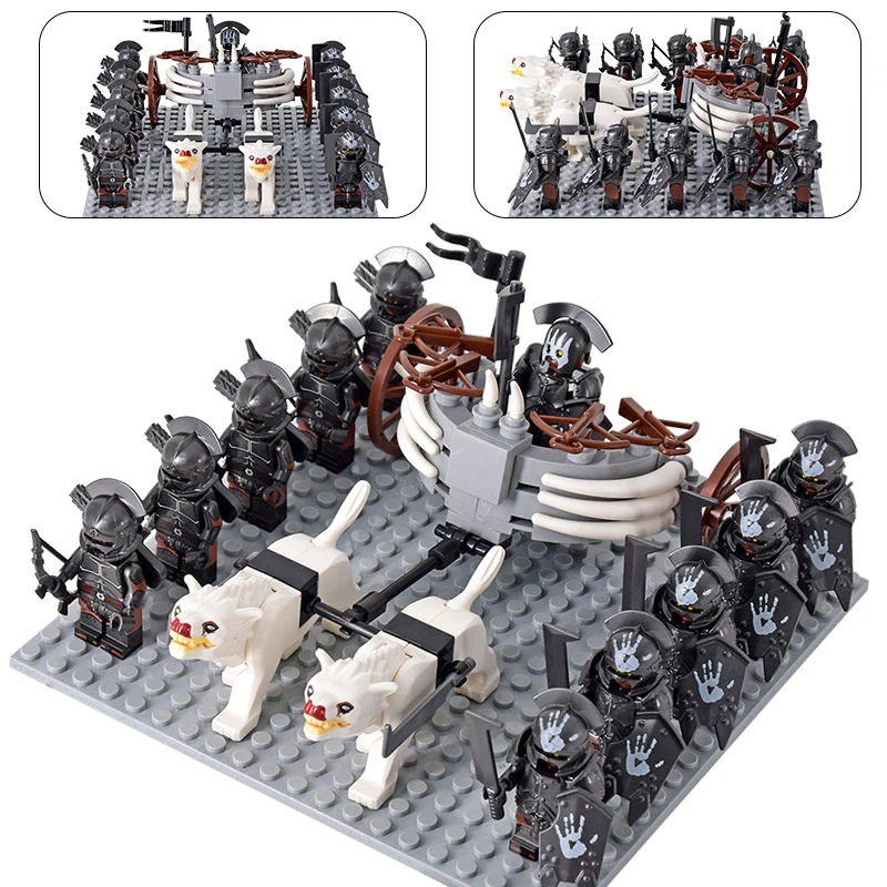 Ancient Soldiers Cavalry Strong Orcs Figures Chariot Gray Wolves Animal Mounts Building Blocks Bricks Mini Toys Christmas Gifts