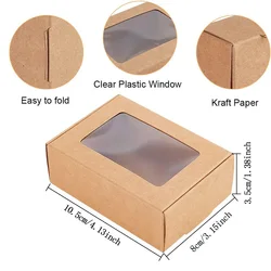 10/30pcs Kraft Paper Candy Box Transparent PVC Window Soap Boxes For Chocolates Birthday Wedding Valentine's Day