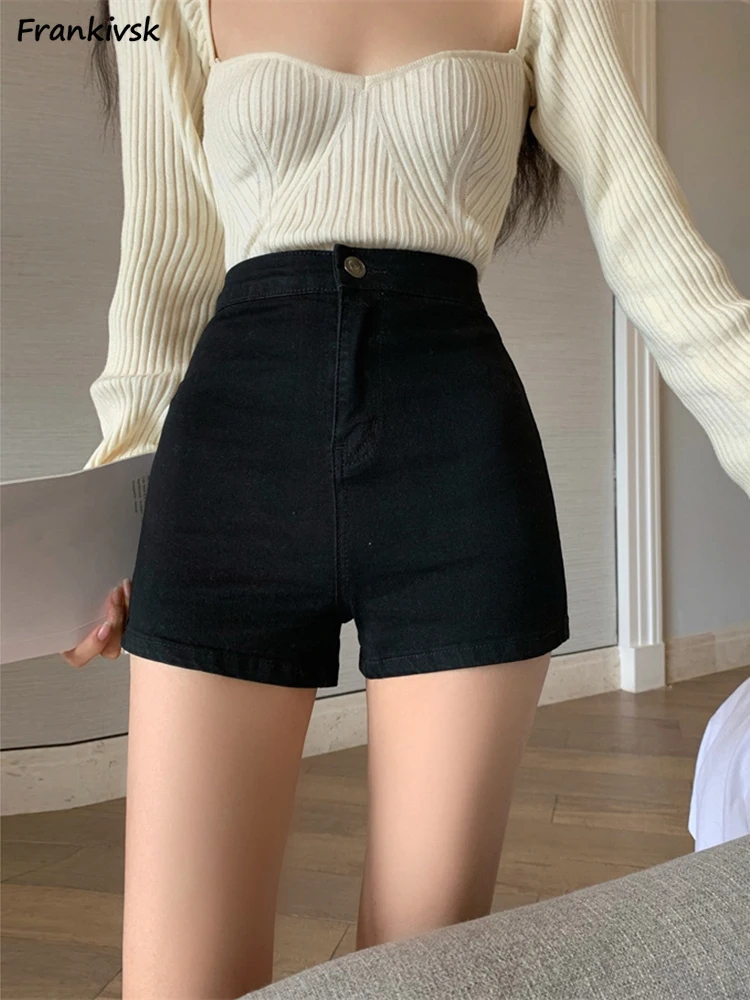 

High Waist Shorts Women Summer Denim Hotsweet S-5XL Stretchy Streetwear Schoolgirl Leisure Simple Slim Trouser Trendy Popular