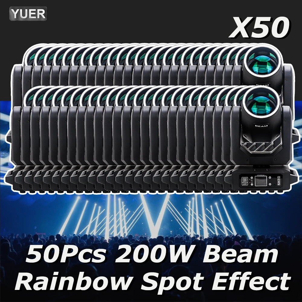 50Pcs/lot 200W LED With Ring Beam Spot Moving Head Light With 18 Rotating Prism Rainbow Effect DMX Disco Party CLub Stage Lights