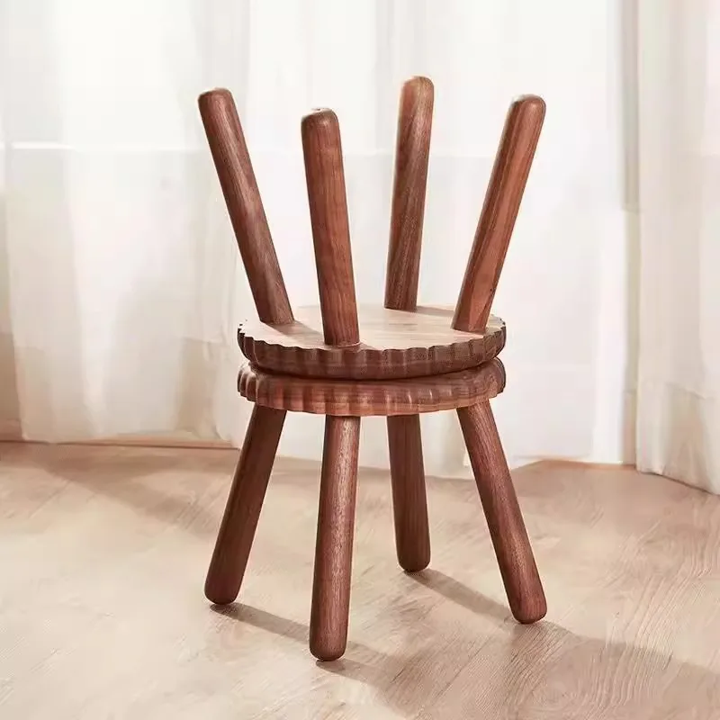 Solid wood biscuit small bench black walnut  adult shoe changing stool