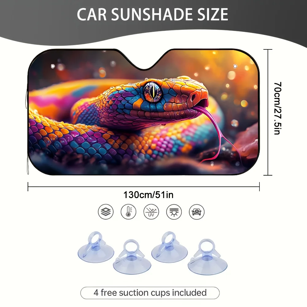 1pc Colorful Iridescent Snake Car Sun Visor - Reduces Sunlight Effects On Drivers, Fits Most Vehicles, Ideal For Long-Distance D
