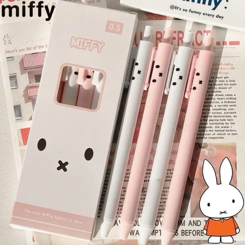 

Милая гелевая ручка с кроликом Миффи, креативным мультяшным узором, для учебы, простая, модная, гладкая, быстросохнущая, прочная, выдвижная.