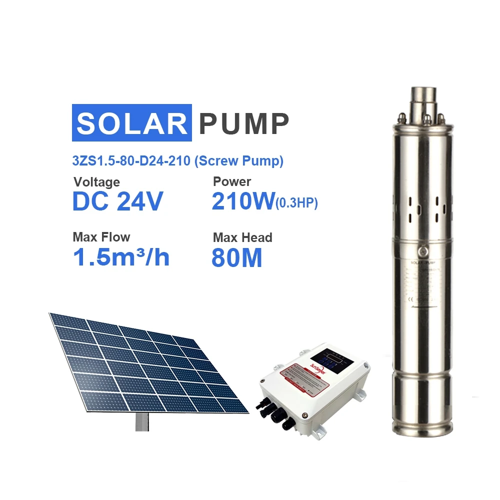 Small Household 210w Brushless Dc24v Solar Water Pump Submersible For Agriculture