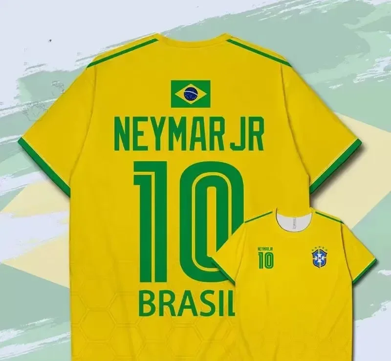 Summer South America Hot-selling Jersey No.10 Jersey Neymar Training Game Men and Women Loose Sweat-absorbing Quick-drying Top