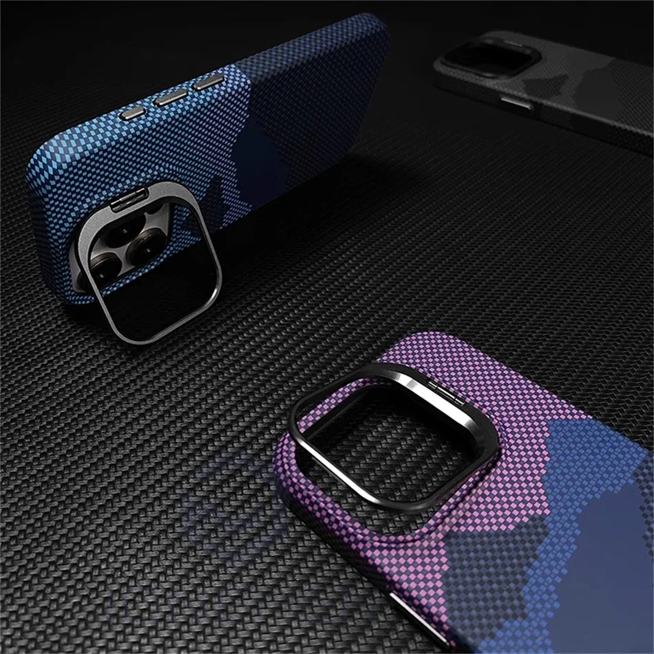 Luxury Matte Carbon Mganetic Slim Case For Magsafe Stand Len Cloud Patterned Hard Personalized Cover For iPhone 13 14 15 Pro Max