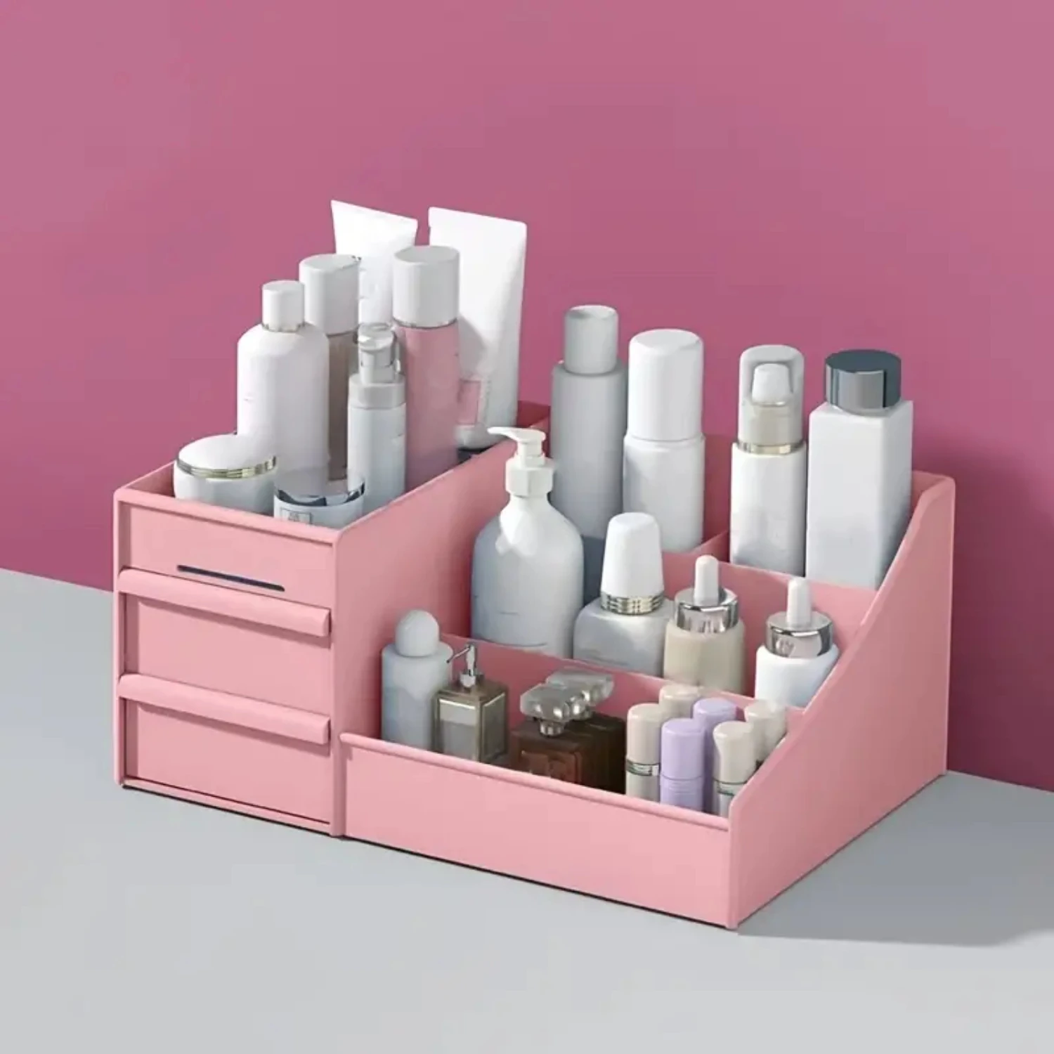 Stilvolle, große, verstellbare Kosmetik-Displaybox – schickes und geräumiges Schubladen-Design für die abgeschnittene Aufbewahrung von Make-up, Schmuck und Pe