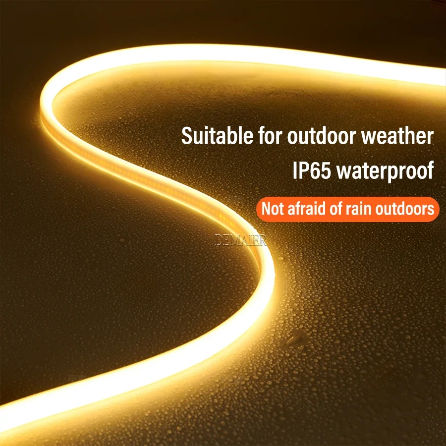 220V 360 LEDs/m EU Plug COB LED Strip Light RA90 Flexible LED Streifen Outdoor Lamp Waterproof Tape Kitchen Home Room Decoration