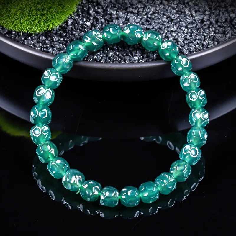 Real Natural Emerald Jade No Phase Bead Zen Spirit Bracelet Handstring Carved Charm Seiko Jewelry Fashion Amulet Gifts Men Women