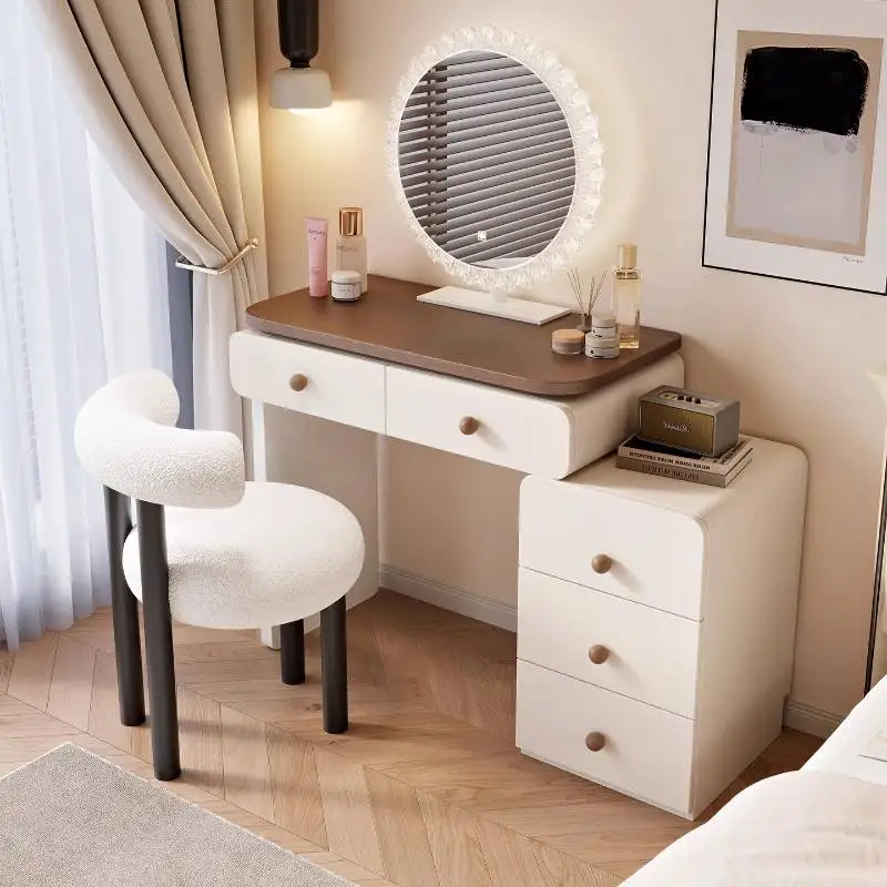 

Nordic Chair Vanity Table Dest Storage Natural Long Europa Dressing Table Modern Saving Wood Makeup Tafel Furnitures For Bedroom