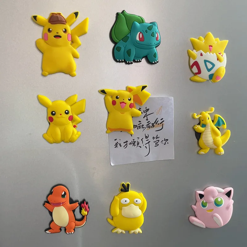 Cartoon Pokemon Pikachu Fridge Magnets Kawaii Snorlax Eevee Refrigerator Memo Magnet Fridge Stickers Decorations Kids Gifts Toys