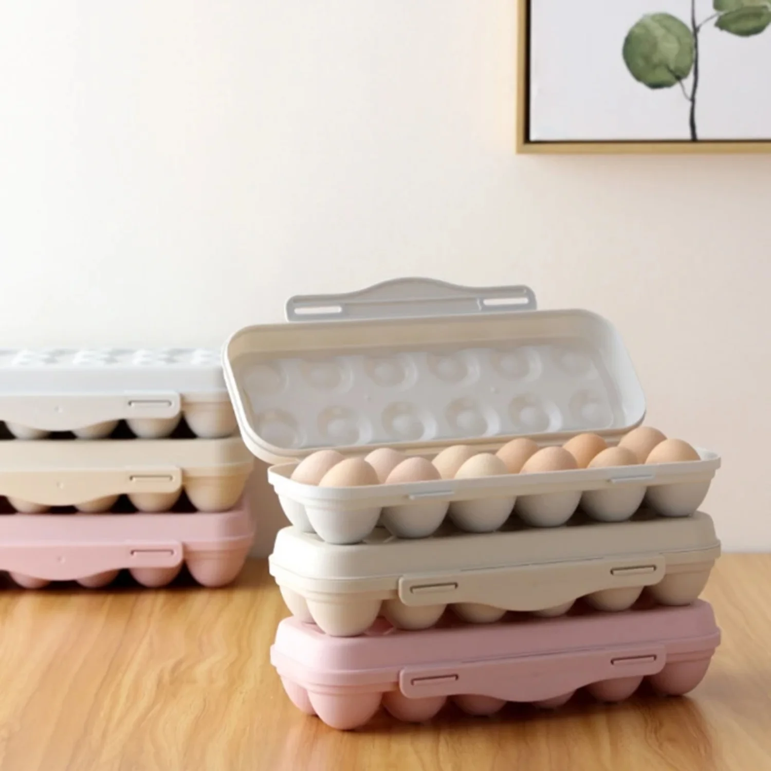 

12/18 Pack Egg Holders Refrigerator Plastic Egg Containers with Lid Fridge Egg Tray Egg Box