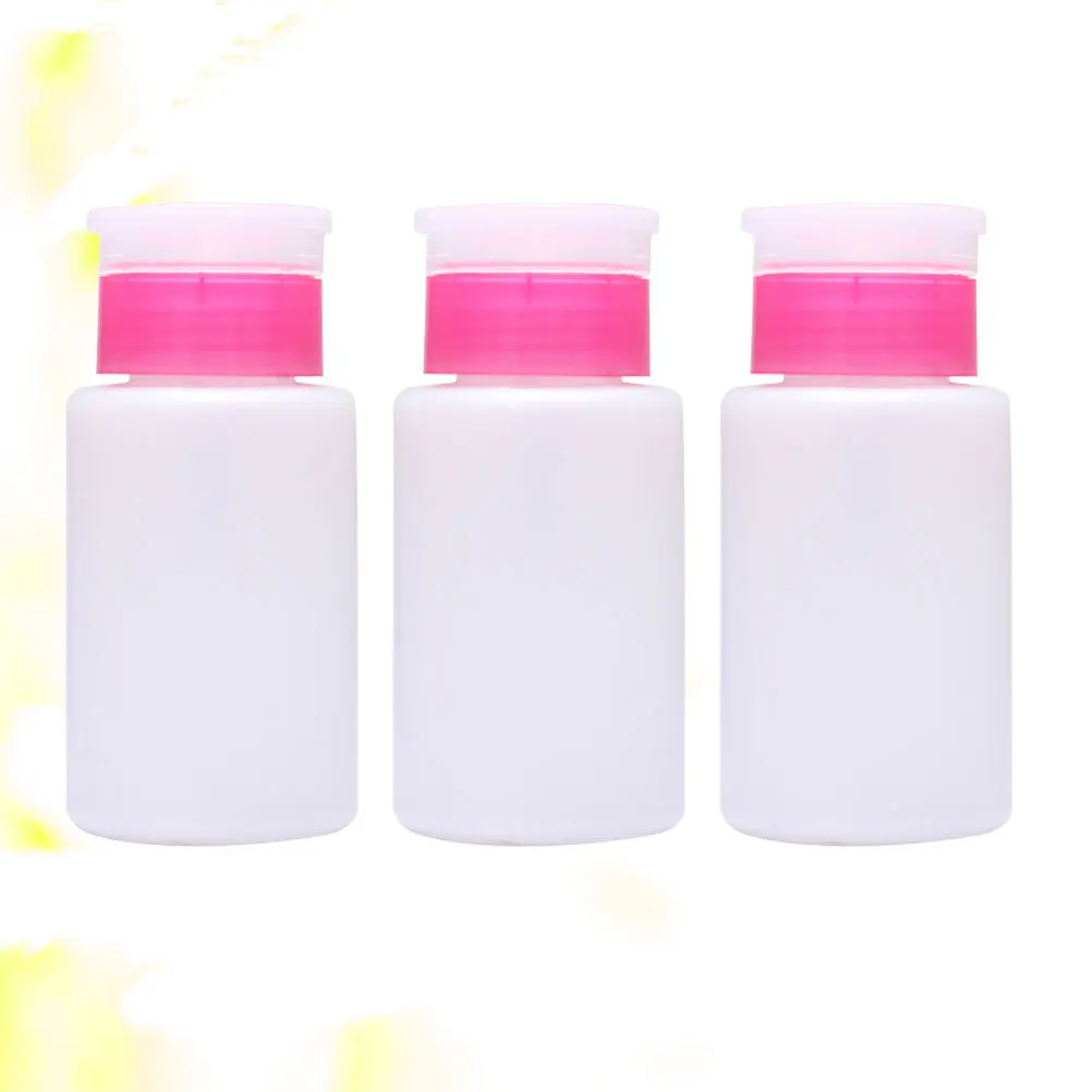 3 個ロック可能なマニキュアリムーバーボトルプレスポンプディスペンサープラスチック容器ホワイトピンク旅行用メイク落としトナー