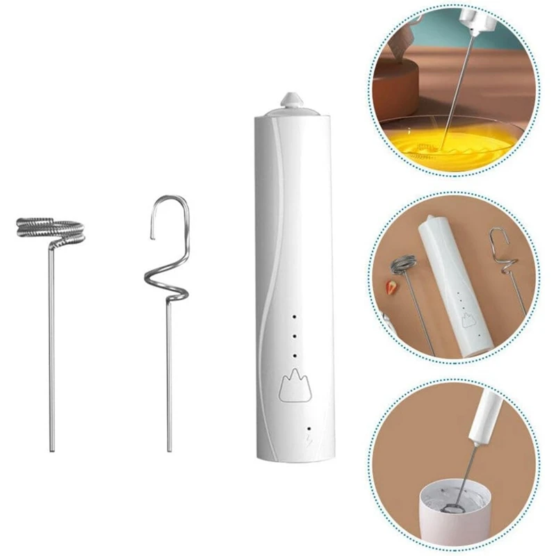 Misturador De Mão De Frother De Leite Elétrico, Aço inoxidável, Batedor de ovos, Misturador portátil para cozimento de proteína de café