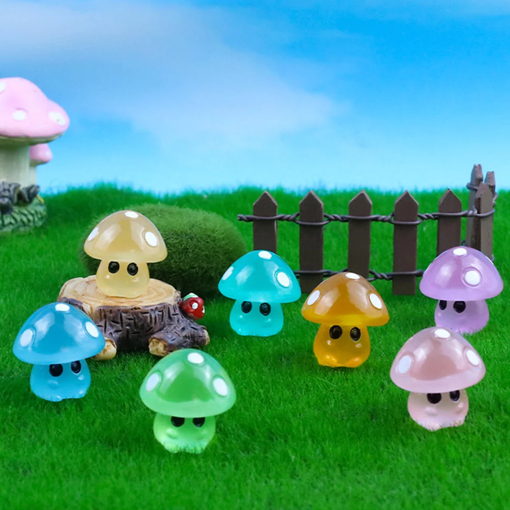 

35 Pcs Glow-in-the-dark Mushroom Ornaments Dollhouse Terrarium Mushrooms Decor Patio Landscape Outdoor Cake Little