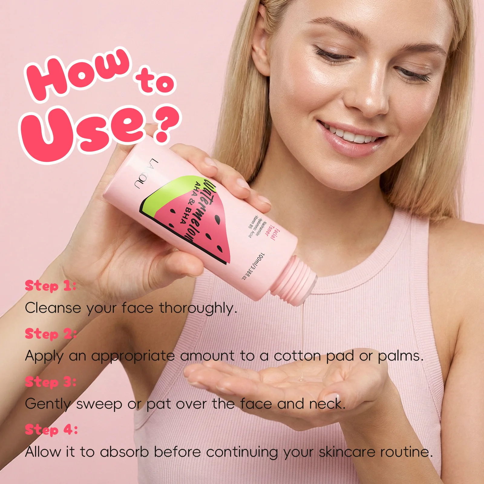 

LAIKOU Watermelon Toner 100ml Salicylic Acid Exfoliating Pore Minimizer Oil Control Acne Treatment Face Toner For Oily Skin