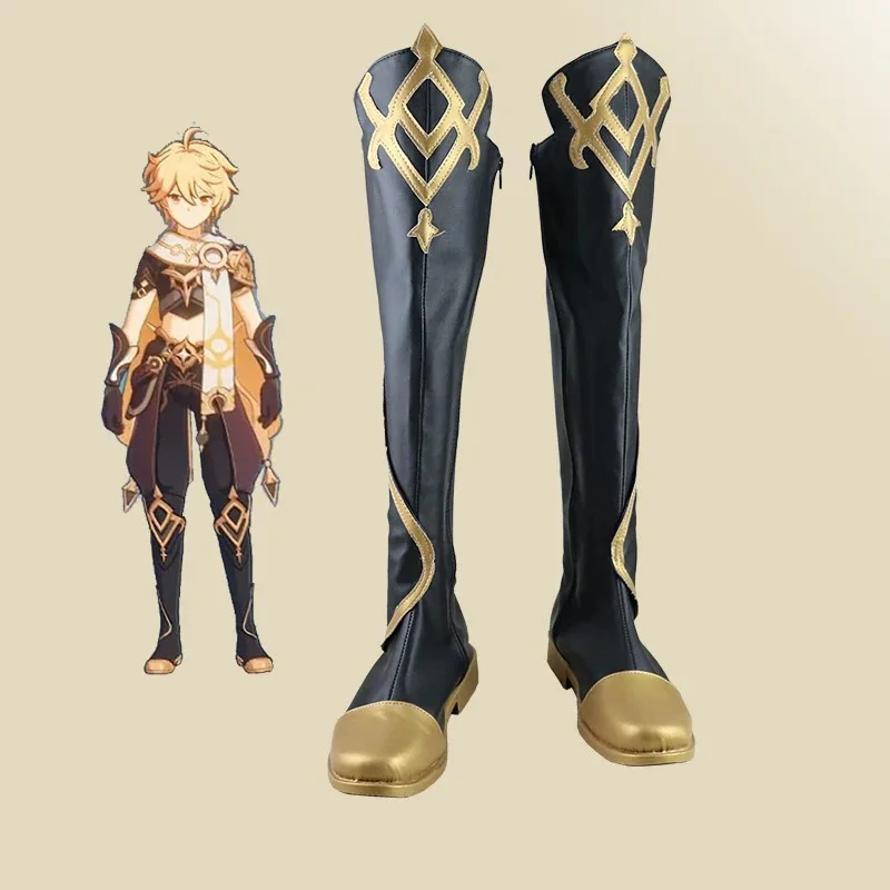 Juego Anime Genshin Impact Traveler Kong Cosplay zapatos de mujer botas accesorios accesorios de fiesta de Halloween personalización barato