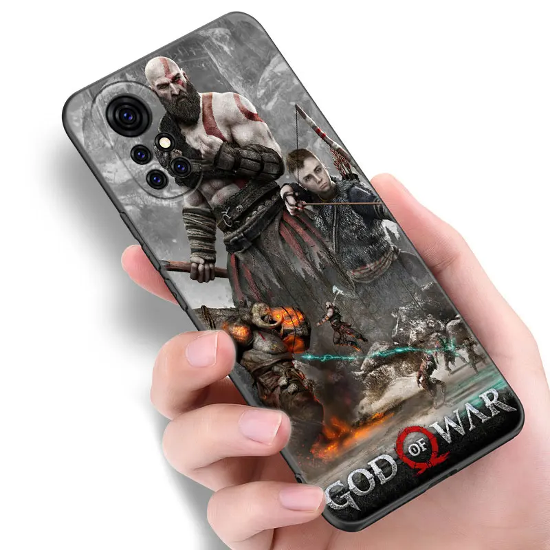 Kratos God Van De Oorlog Zwart Siliconen Telefoonhoesje Voor Huawei Nova 11 12 Ultra 9 10 Se Pro 11e 11i 12i Y70 Plus Y60 Y61 Y71 Y72 Y90 Y91