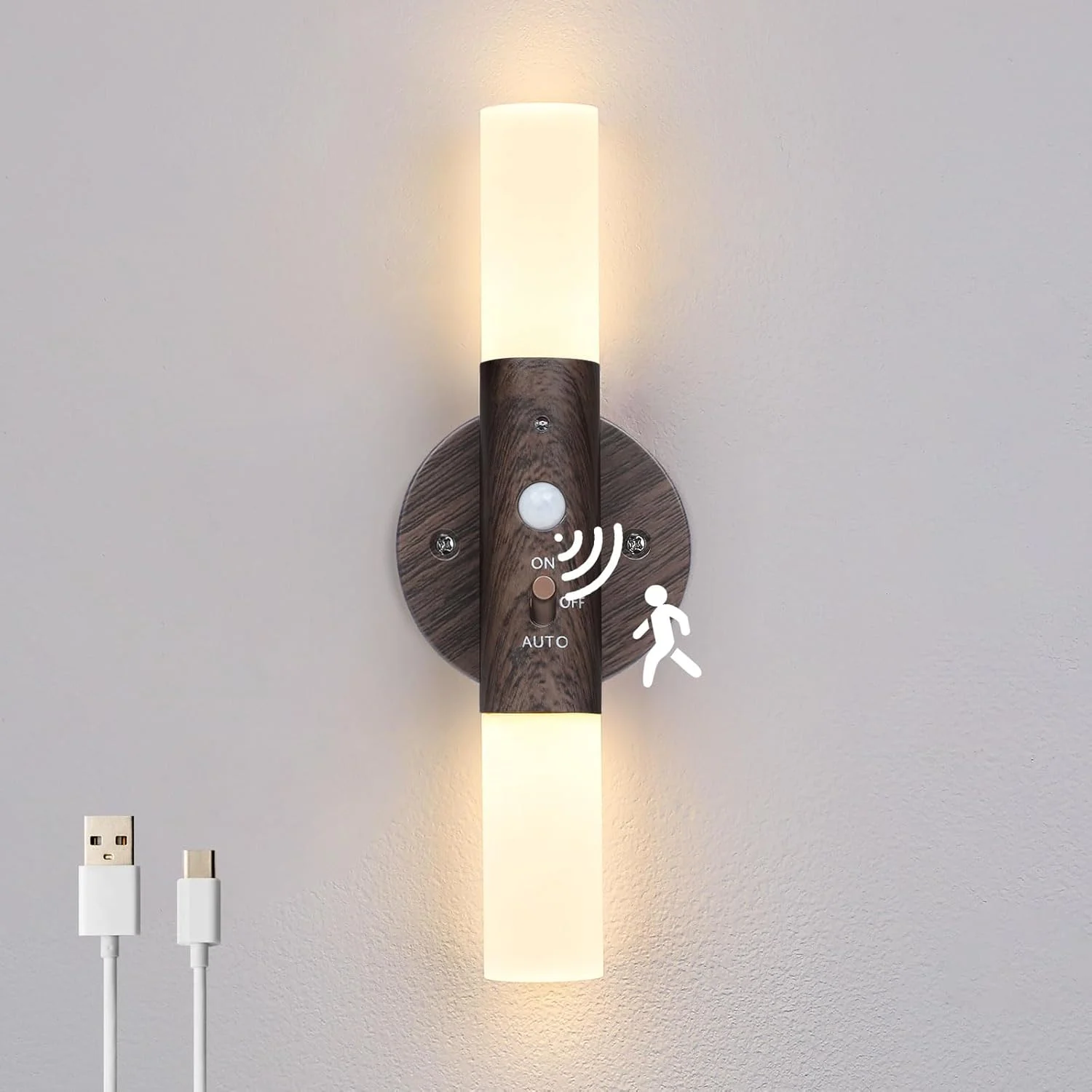 

Night Light Motion Sensor Rechargeable Wireless LED Wall Lamp 360°Rotation Magnetic For Room Kitchen Stair Cabinet Lights