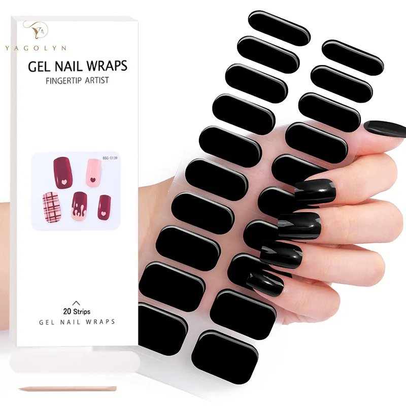 20 Tipps halb gehärtete Makaron einfarbige Nagel abziehbilder Maniküre Dekor für UV-LED-Lampe Mode Gel Nagel aufkleber Nail Art Dekorationen