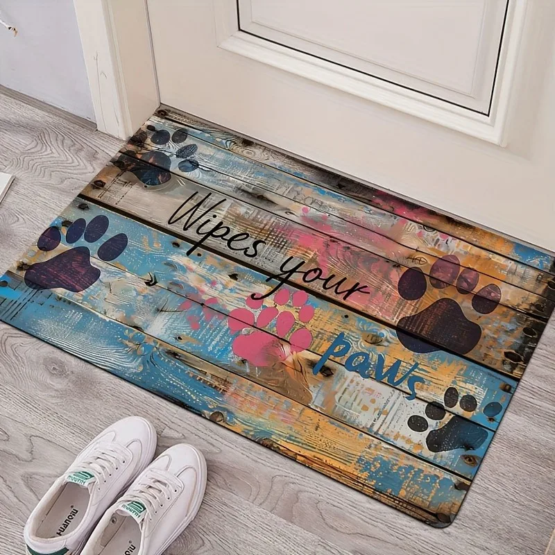 

Cat Dog Paw Print Doormat Kitchen Rug Absorbent Floor Mat for Household Decor Welcome Entrance Door Mats Washable Home Carpets