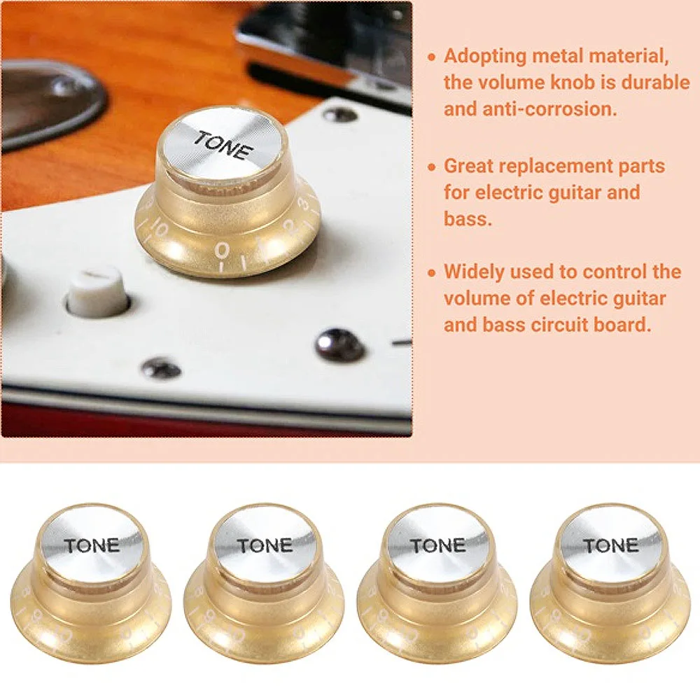 Set Gold Top Hat Knob for Gibson for Les Paul Gold Foil Button