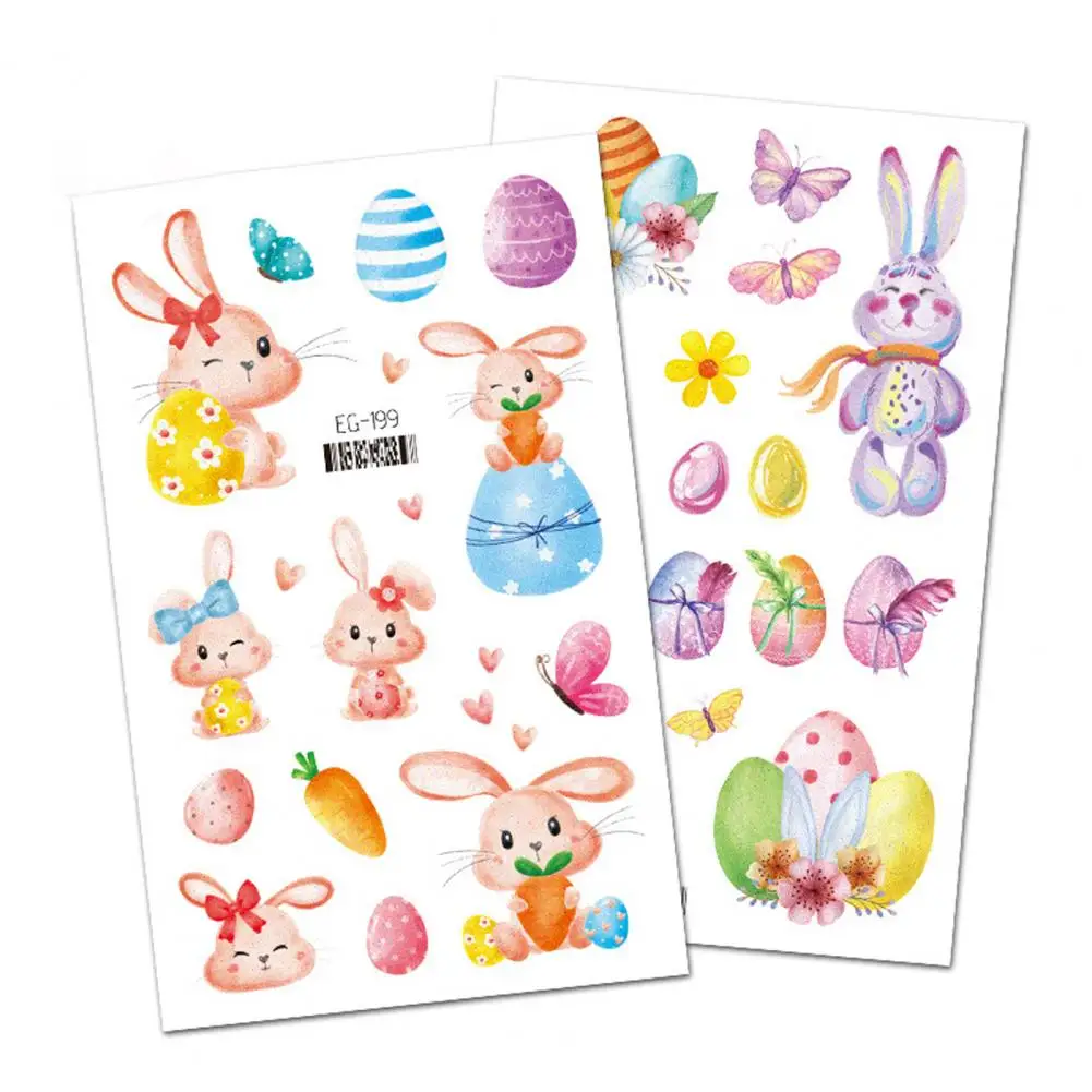 Rabbit Themed Tattoo Stickers Easter Temporary Tattoos Easter Themed Temporary Tattoos Bunny Carrot Egg Pattern for Festive