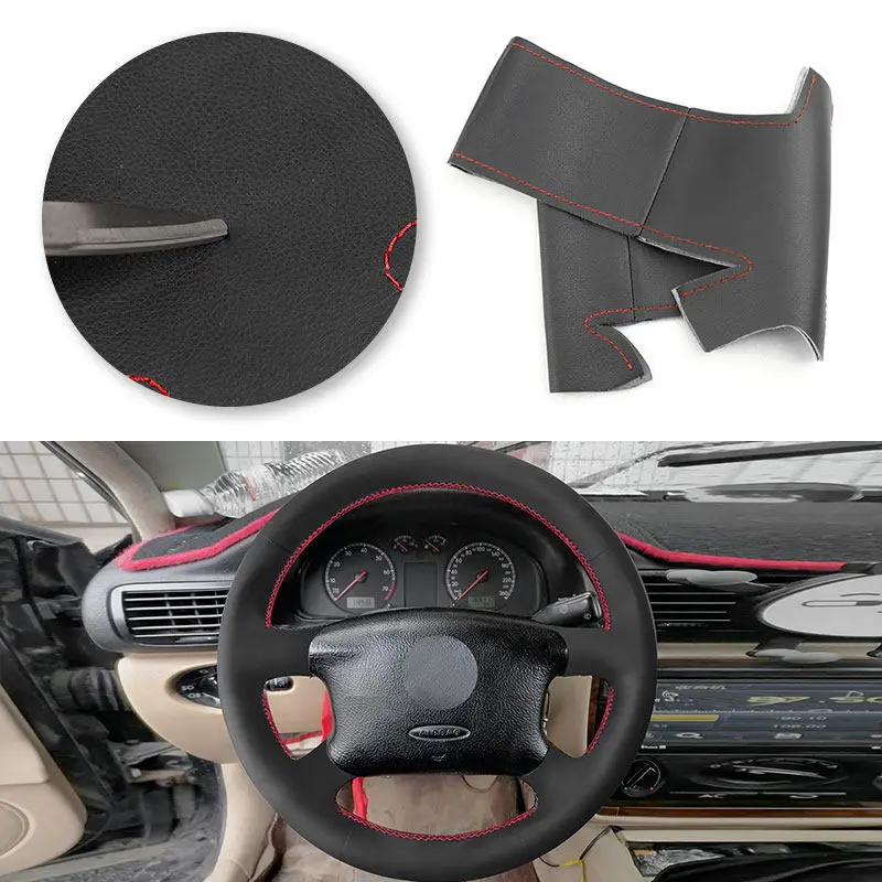 For VW Golf 4 MK4 Passat B5 1998 1999 2000 2001 2002 2003 2004 2005 Car Accessories Microfiber Leather Steering Wheel Cover Trim