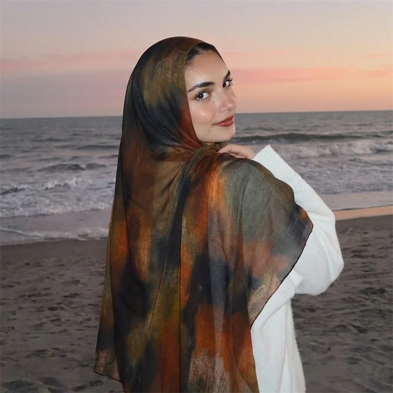 

Новые дизайнерские хиджабы с принтом, премиум-качество, акварельный рисунок, мягкий платок-шарф для женщин, подходит для повседневной носки, аксессуар к абайе, женская вуаль.