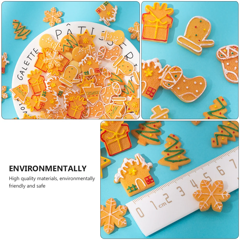 20 piezas imitación comida galleta Navidad Mini adornos funda de teléfono decoraciones accesorios teléfono Shell encantos regalo de vacaciones
