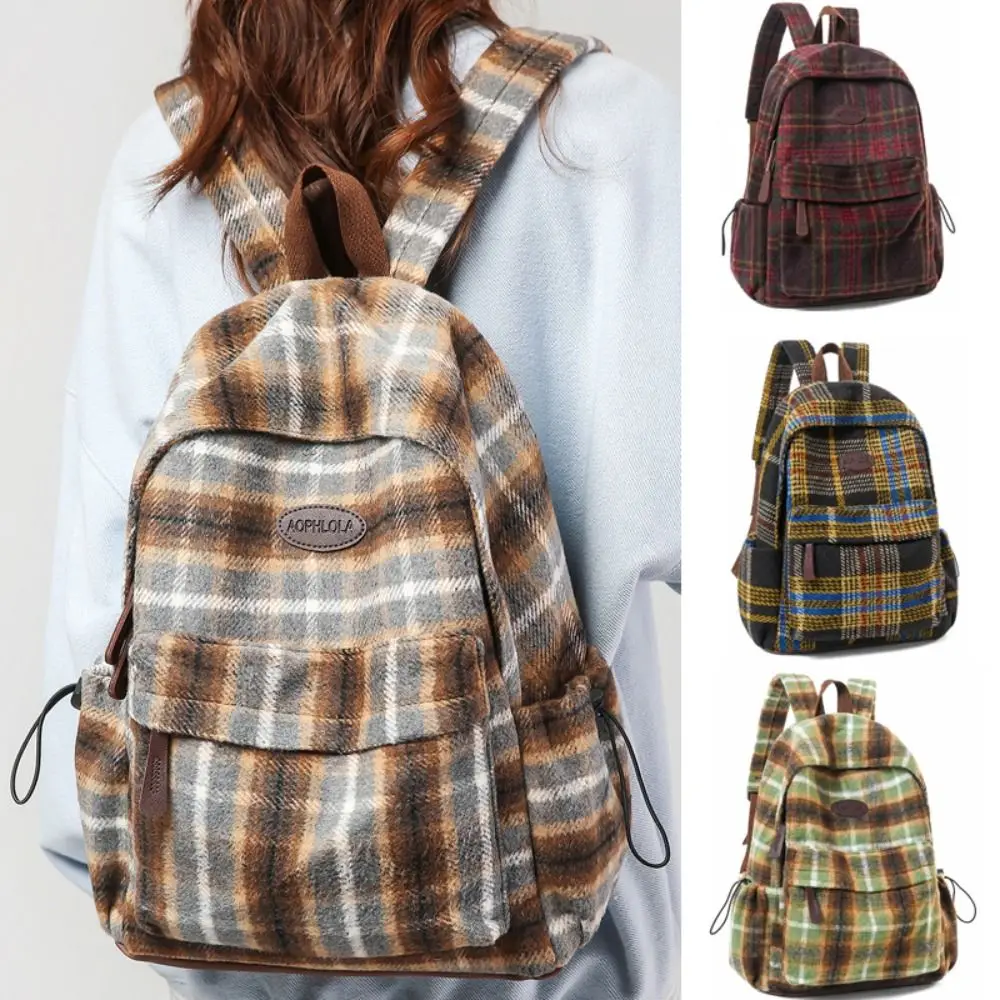 Creative Vintage Plaid Backpack Large Capacity Versatile Checkered Backpack Casual Daily Bookbag for Women Men