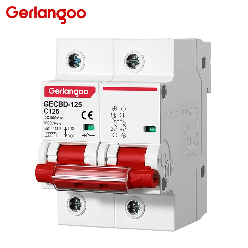 2P DC 1000V MCB 80A 100A 125A Circuit Breaker for PV System C Curve Battery Main Switch