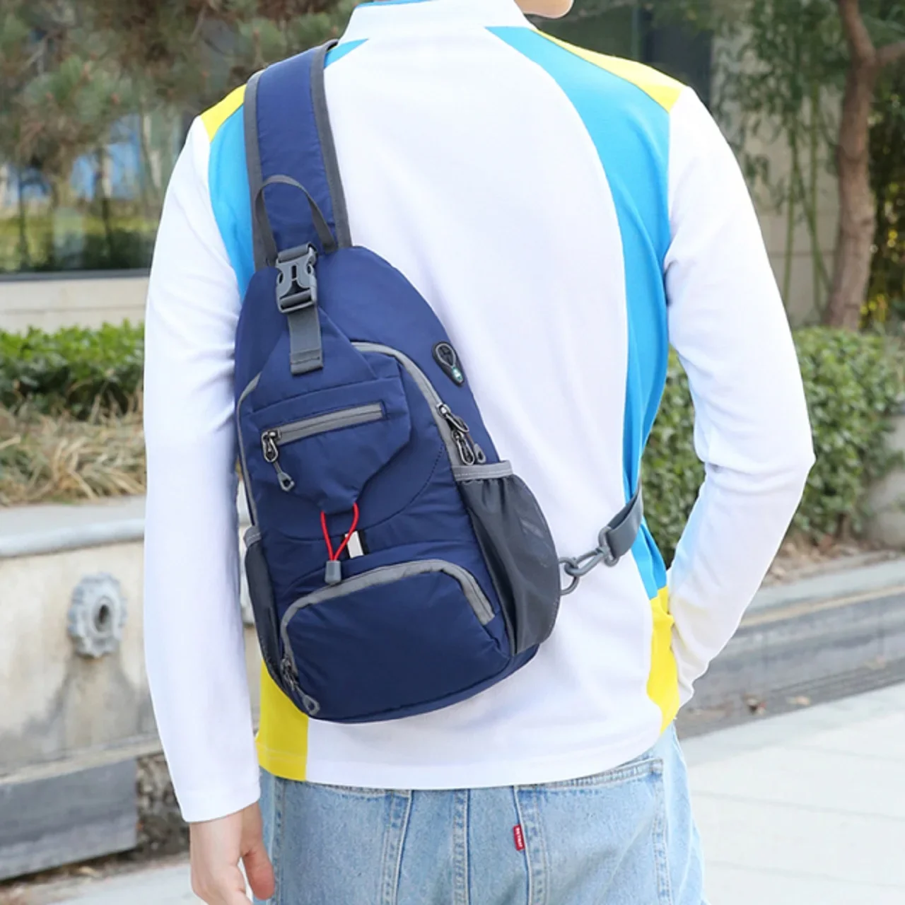 Bolsa de pecho de ocio al aire libre, bolso cruzado de nailon impermeable para deportes, adecuado para hombres y mujeres, bolsa de almacenamiento para teléfono móvil