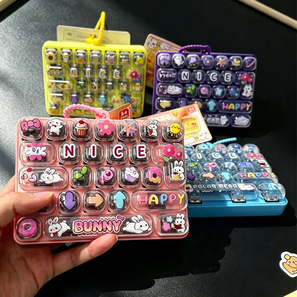 26 Grid Keyboard Keycap Clicker Anti-stress Key Cap Keychain Bag Pendant Cartoon Fidget Keyboard Keychain Charms Gift