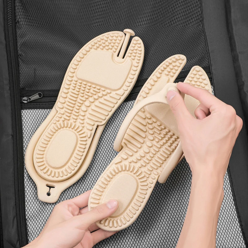 Portable Foldable EVA Travel Slippers for Men Women Soft Sole Anti-Slip Couple Beach Flip Flops Non Slip Clip Toe Outdoor Slide