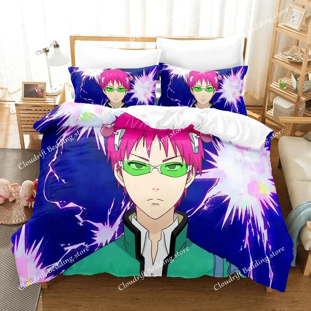 Anime The Disastrous Life of Saiki K Kusuo Bedding Set Boys Girls Twin Queen Size Duvet Cover Pillowcase Bed Kids Adult026