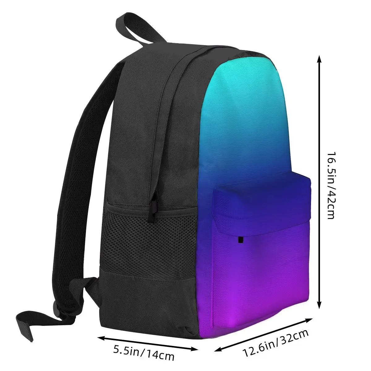 Aqua Ombre Backpack Teen Blue And Purple Lightweight Backpacks Polyester Kawaii School Bags University Custom Rucksack