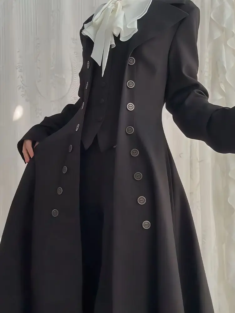 

Harajuku Gothic Lolita Casual Coat Women Vintage Japanese Style Long Sleeve Jackets Y2k Mid-length Loose Tops Mujer