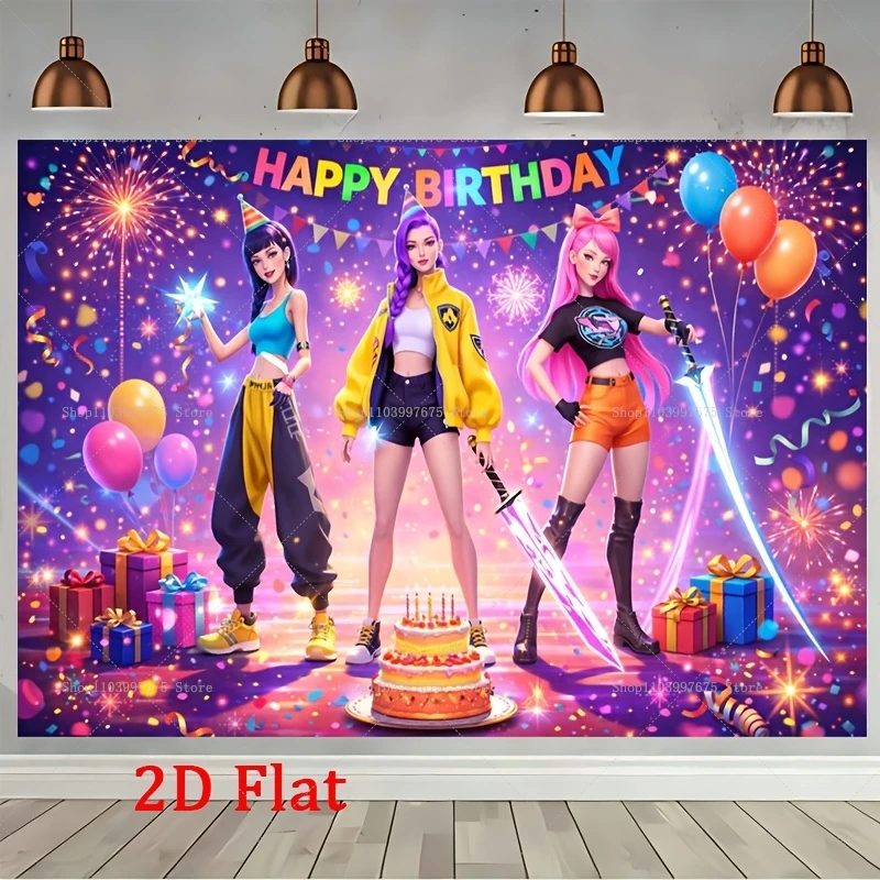 Schöne Mädchen-Hintergründe K-Pop Geburtstagsparty-Dekorationen Fotografie-Hintergrund Banner Studio-Requisiten Party-Zubehör