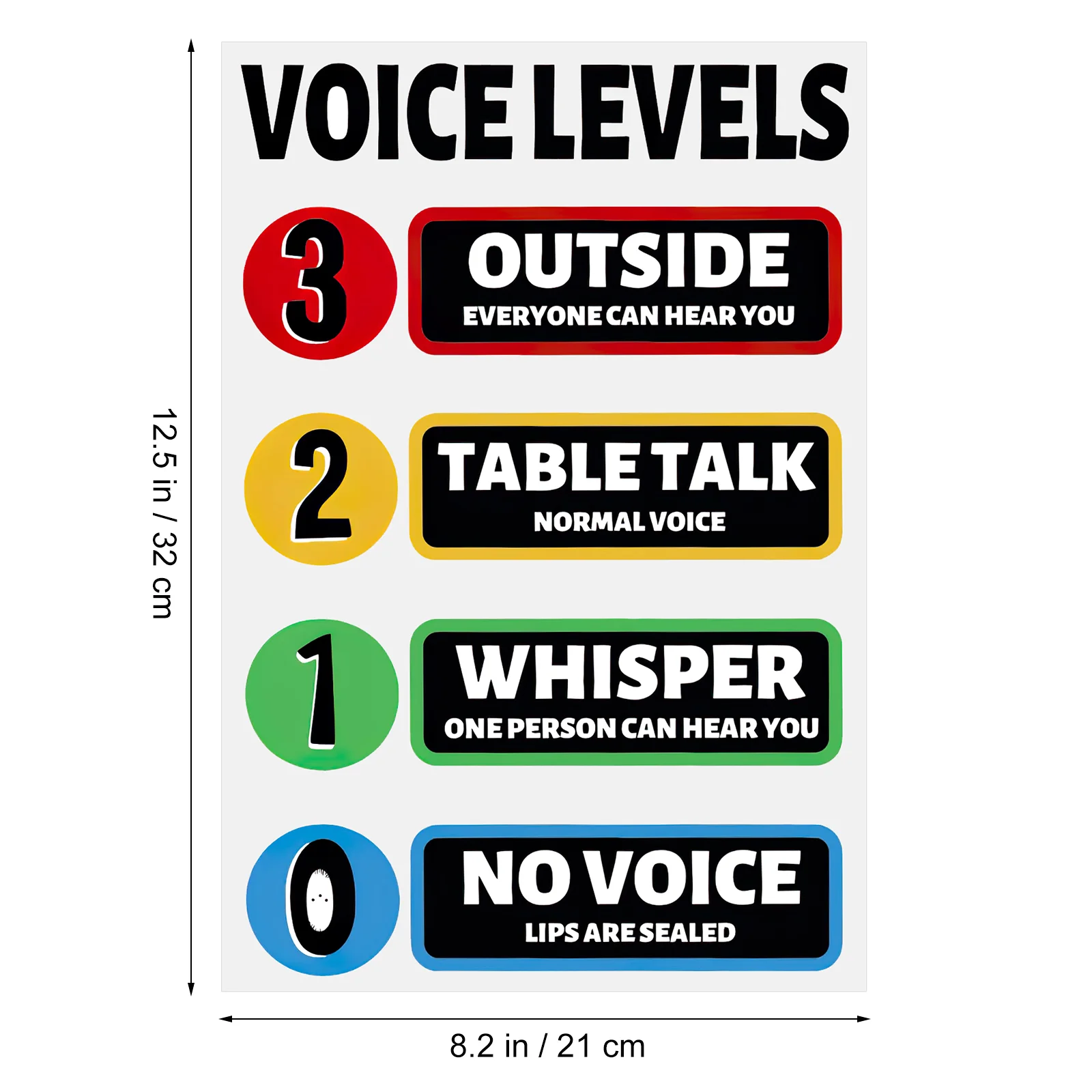 Noise Level Wall Sticker Voice Poster for Classroom Stickers Essentials Teachers Elementary Reflective Sign